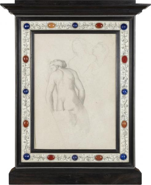 Etude de dos féminin et deux profils d'après Raphaël "Cupidon et les trois Graces"