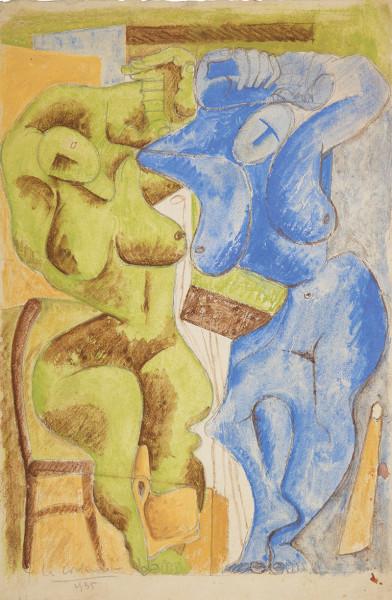 Deux femmes debout à la chaise, 1935