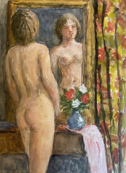 Nu devant le miroir de la commode