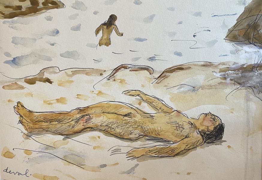 Etendue nue sur la plage