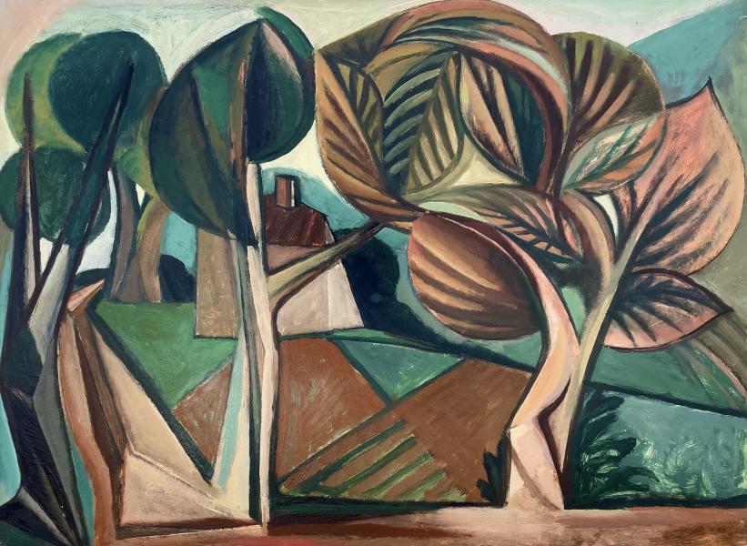 Arbres feuillus, maison, novembre 1981