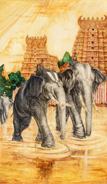 Inde, les éléphants sacrés de Madurai, 1939