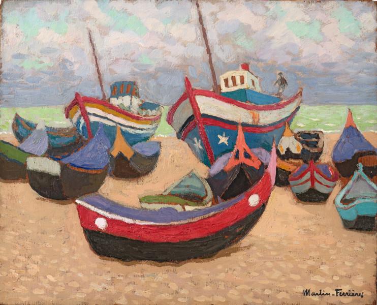 Portugal, deux bateaux à marée basse, 1961