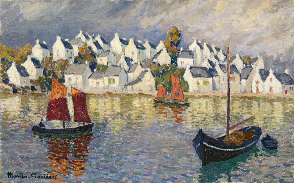 Voiles orange sur la mer, Bretagne