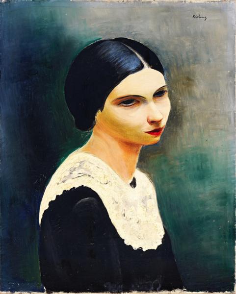 Portrait de femme au col en dentelle Moïse KISLING