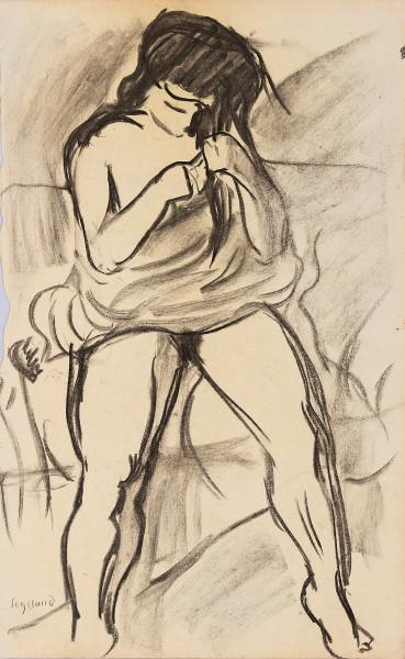 Jeune femme assise, dévêtue