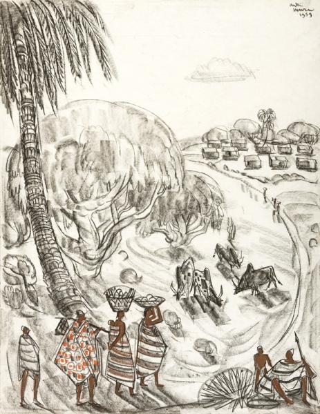 Madagascar, femmes portant des paniers sur leur tête, 1959 André MAIRE