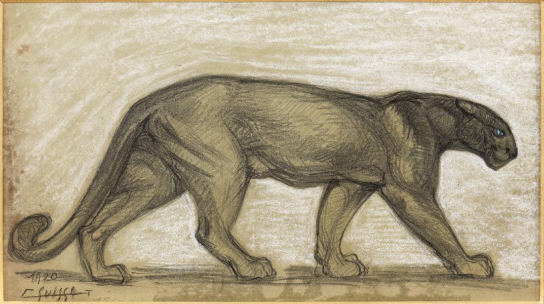 Panthère noire marchant, 1920
