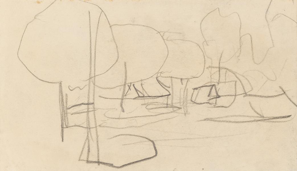 Ébauche de paysage, arbres