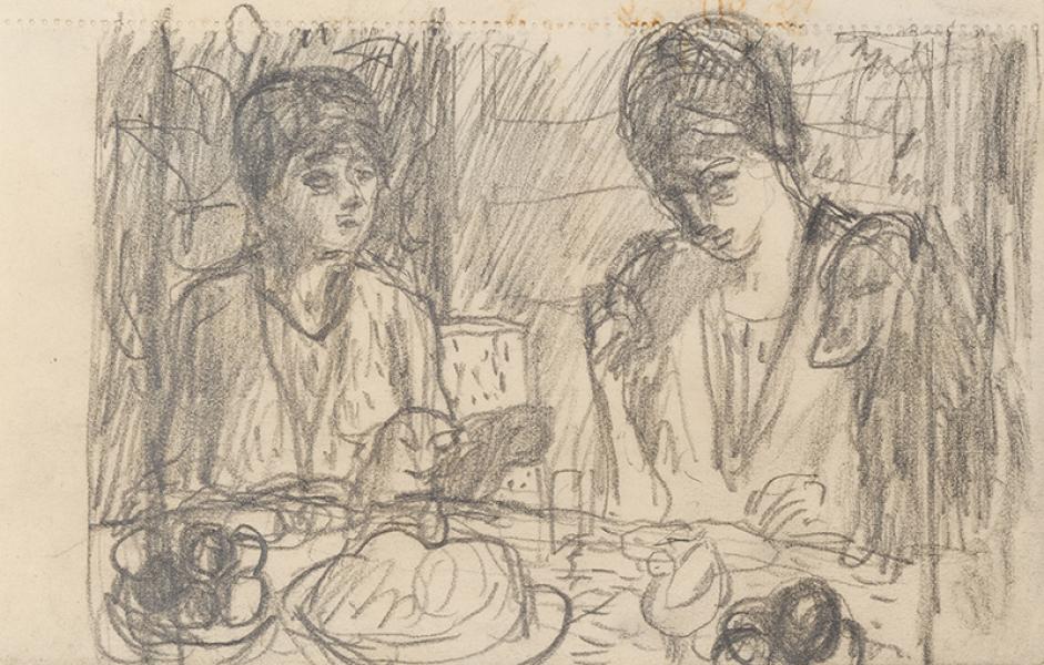 Le goûter, avec Vivette et Renée Terrasse, circa 1915-18