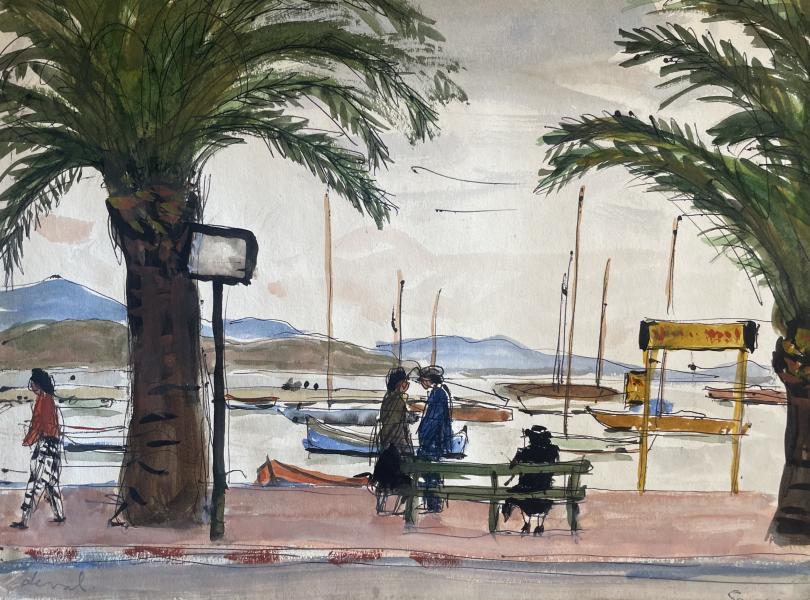 Sur les bancs, le port de Sanary
